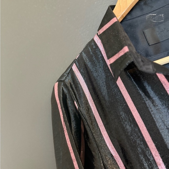 RtA NWOT XS never worn silk blend Shimmering Black Blouse with Pink - Picture 4 of 16